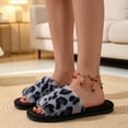 thumbnail image 6 of BERANMEY Leopard Open Toe Womens Slippers Cute Soft House Slippers for Women Men Anti-slip Thick Sole Indoor Bedroom Winter Home Slippers, 6 of 9
