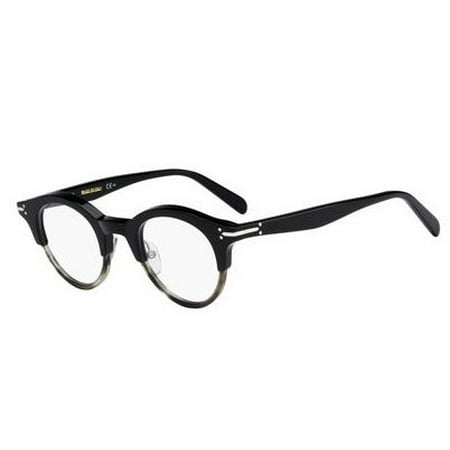 Celine Plastic Round Eyeglasses 45 0T73 Black Havana