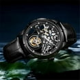 thumbnail image 5 of AESOP Men Mechanical Hand-Wind Real Tourbillon Skeleton Business Dress Vintage Luminous Wrist Watch Black Genuine Leather Band Stainless Steel Case Great Gift Choice, 5 of 9