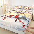 thumbnail image 3 of Manfei Merry Christmas Full Size Sheets,Wild Cardinal Birds Bed Sheets,Rustic Xmas Red Berry Sheet Sets For Men Women,Breathable Home Decor,4pcs, 3 of 7
