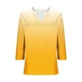 thumbnail image 6 of Olyvenn Women's V Neck 3/4 Sleeve T Shirts Fashion Gradient Casual Basic Summer Tees Shirts Loose Fit Tunic Tops Yellow M, 6 of 6