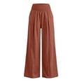thumbnail image 5 of Linen Palazzo Pants for Women High Waist Tummy Control Wide Leg Pant Summer Flowy Loose Pull On Lounge Trousers 2026, S, 5 of 5