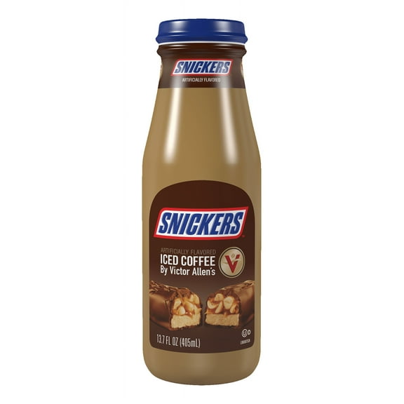 Victor Allen's Snickers Iced Coffee Latte, Ready to Drink, 13.7 oz Bottles