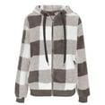 thumbnail image 4 of Shadoumai Plaid Fleece Jacket Women Sherpa Zip Up Hoodies Long Sleeve Flannel Jacket Trendy Winter Coats Outerwear, 4 of 5