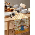 thumbnail image 3 of Table Runners 60 Inches Long Dress Scarves, Fall Pumpkins Farmhouse Kitchen/Dining Table Runner, Small Coffee Tablerunners, Straw Man Thanksgiving Leaves Orange Check 13x60 Inch, 3 of 7
