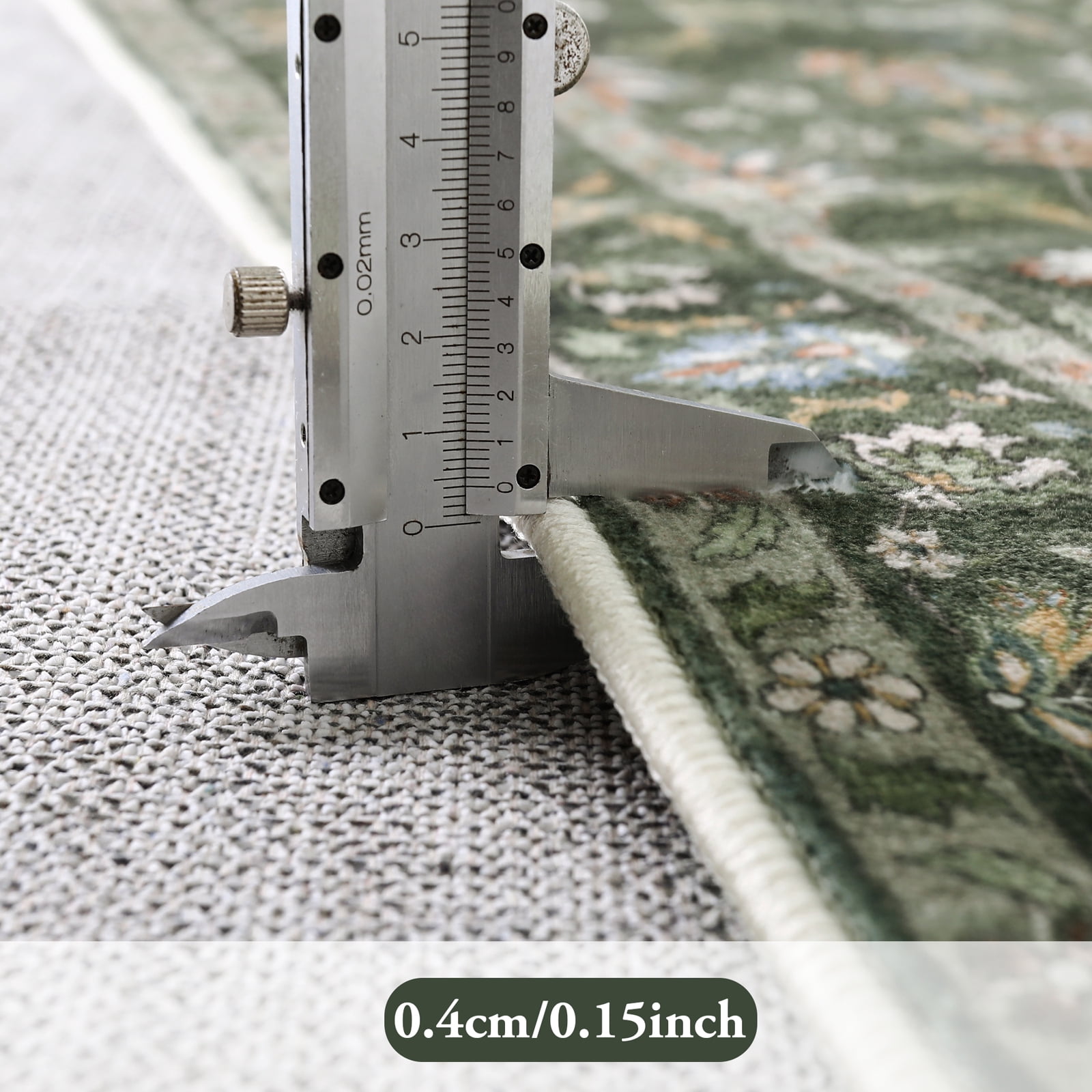 Lahome Decor Floral Area Rug 8x10, Machine Washable Rugs for Living Room, Non Slip Rug with Vintage Printed, Low Pile Carpet for Bedroom Dining Room Home Office, Green