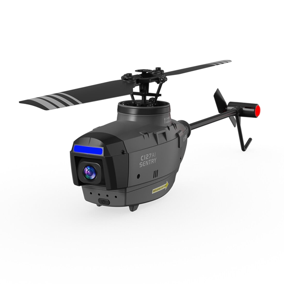 C127AI Single-Rotor Brushless RC Helicopter with 1080P Camera, 2.4G 4CH No Aileron RC Aircraft with Optical Flow, AI Tracking, Altitude Hold - RTF