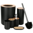 thumbnail image 1 of Juego De Escobillas Para Inodoro, Escobilla Para Inodoro, Caja De Jabón De Madera Y Plástico De Bambú, Contenedor De Basura, 6 Piezas, Accesorios De Baño Para El Hogar, Baño,, 1 of 7