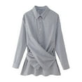 thumbnail image 1 of Blouses à Manches Longues pour Femmes Blouses à Manches Longues pour Femmes Mode Féminine Nouée à Rayures Ample Haut/chemise à Revers à Manches Longues Blouses à Manches Longues pour Femmes, 1 of 3