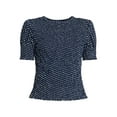 thumbnail image 6 of Time and Tru Women's Smocked Top with Short Puff Sleeves, Sizes XS-XXXL, 6 of 6