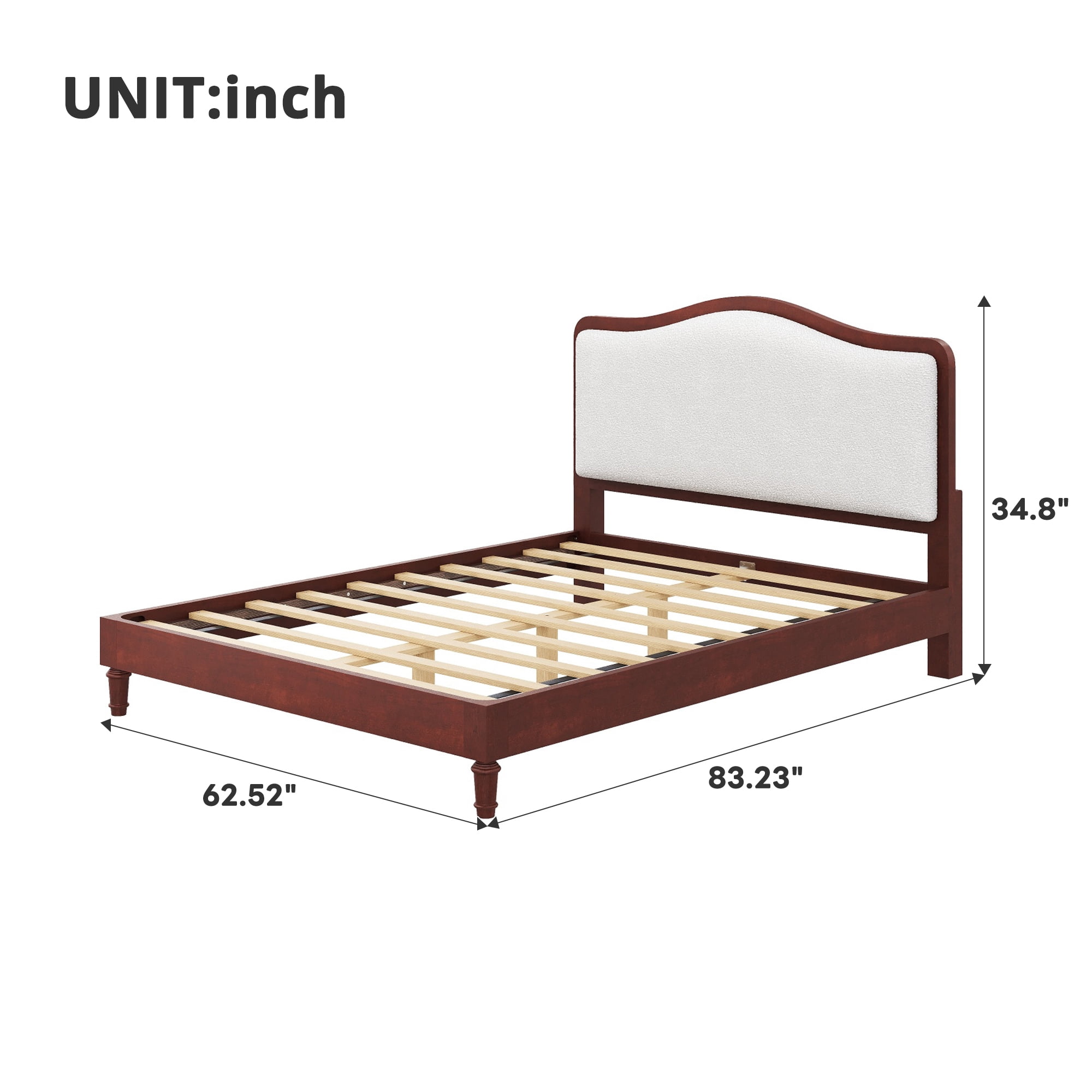MODERNLUXE Queen Size Platform Bed with Upholstery Headboard, Espresso