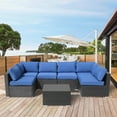 thumbnail image 2 of FKSLIFE Patio Furniture Replacement Cushions Outdoor Sectional Ratten Conversation Set Water-Resistant Sofa Cushions Liner and Cover Blue 14 Piece, 2 of 7
