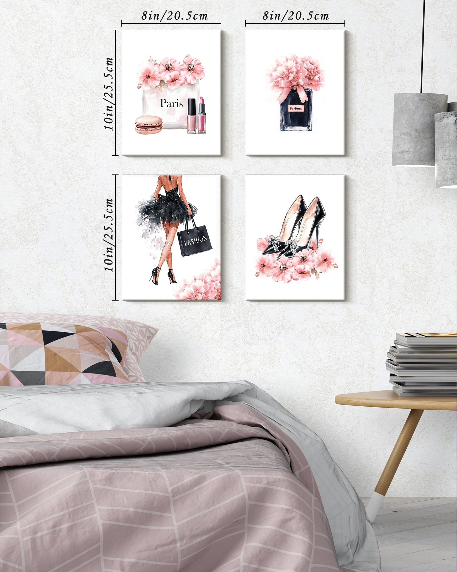 Drsoum Glam Pink Fashion Woman Wall Art, 4-Piece Set photo 3
