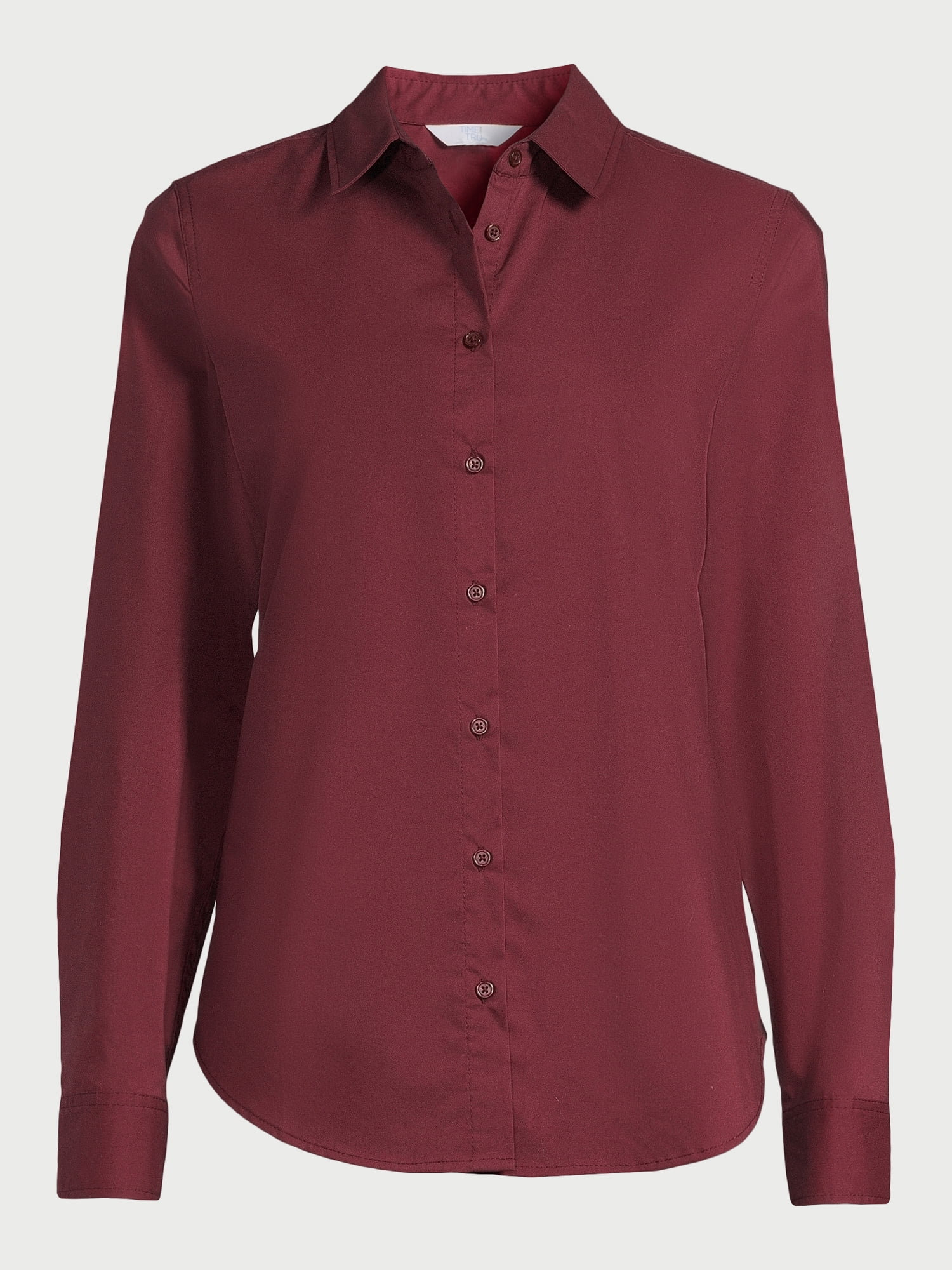 Time and Tru Women's Woven Button Down Shirt, Sizes S-XXXL