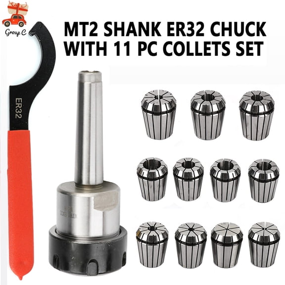 Precision ER32 Collet Chuck Set with MT2 Shank and Spanner
