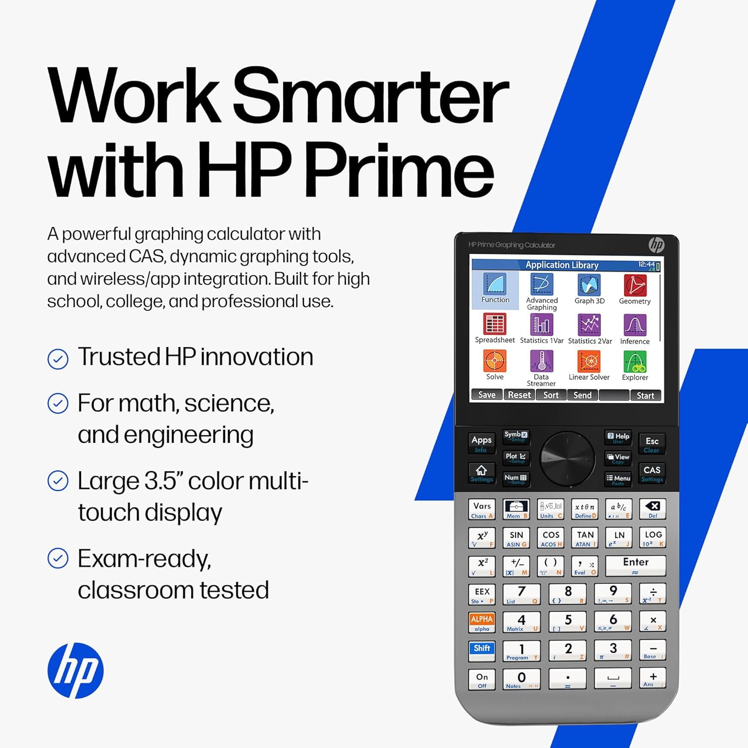 HP Prime Graphing Calculator, 3.5" Multi-Touch Color Display, CAS, Exam Approved SAT/AP/IB, Scientific Calculator, Programmable, 256MB