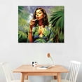 thumbnail image 2 of Nawypu  Rasta Girl Art Weed Canvas Wall Art Weed Wall Decor Cute Woman Portrait Lady in Sunglasses Ready to Hang Picture Smoking Girl Illustration, 2 of 4