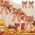 thumbnail image 2 of Gumesh 2 Pcs Handmade Thanksgiving Bow with Pumpkin & Maple Leaves, Autumn Harvest Ribbon Decoration for Wreaths, Table Centerpieces and Gift Wrapping, 12 Inch, 2 of 5
