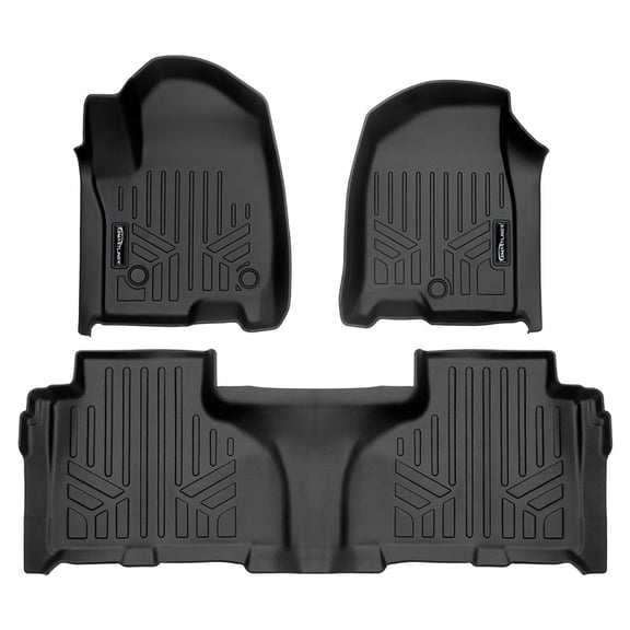 SMARTLINER Custom Fit All Weather Protection Black 2 Row Floor Mat Liner Set Compatible With 2021-2025 Chevrolet Suburban & GMC Yukon XL with 2nd Row Bucket Seats