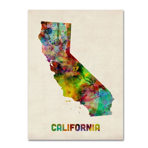 Trademark Fine Art "California Map" Canvas Wall Art by Michael Tompsett