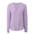 thumbnail image 5 of Vedolay Women's Knit Cardigan Sweater Thick Sweaters Long Sleeve Coat Loose Women Outerwear 2023 Purple,One Size, 5 of 5