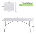 thumbnail image 2 of CZMDZH 6ft Plastic Folding Table with Handle for Indoor Outdoor, 6 Foot Utility Commercial Craft Foldable Table for Party Events, 2 of 9