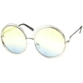 thumbnail image 2 of sunglassLA Unisex Oversize Wire Frame Gradient Two-Tone Color Lens Round Sunglasses (Gold / Yellow-Blue) - 62mm, 2 of 4