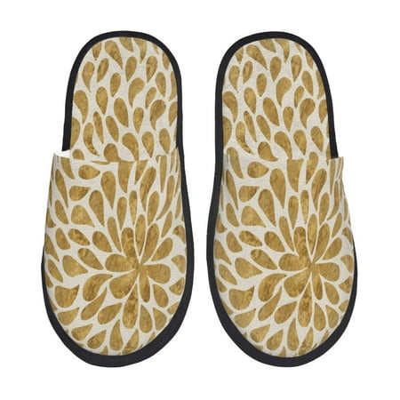Balery Gold Drops Slient Indoor Furry Fleece Comfort House Shoes Soft Non-Slip Home Shoes Cotton slippers House Slippers-- Large