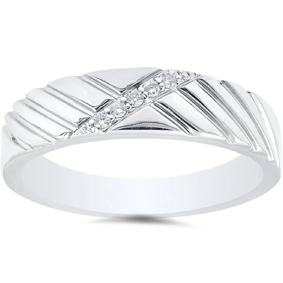 Pompeii Mens Diamond 14K White Gold Wedding Ring (G/H,I1-I2)
