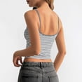 thumbnail image 4 of Women's Striped Spaghetti Strap Cami Top, Slim Fit Sleeveless Casual Tank Top, Basic Summer Camisole Tee for Daily Layering Wear 04-Light Gray M, 4 of 5