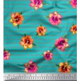 thumbnail image 1 of Soimoi Green Georgette Viscose Fabric Stripe & Freesia Floral Printed Fabric 1 Yard 42 Inch Wide, 1 of 3