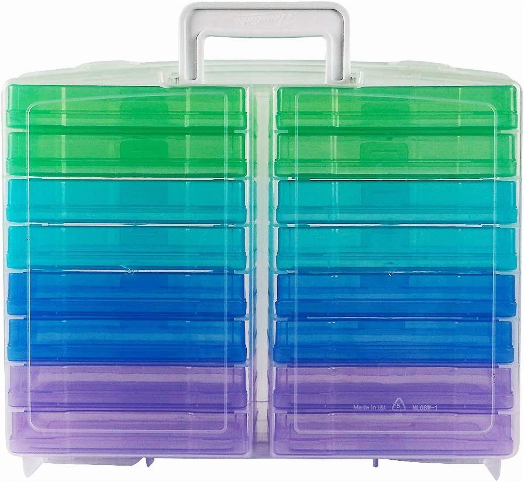 Portable Photo Organizers & Storage Containers, Transparent 4" x 6" Picture Organizers with Handle, 16 Inner Photo Cases, Photo Storage Box