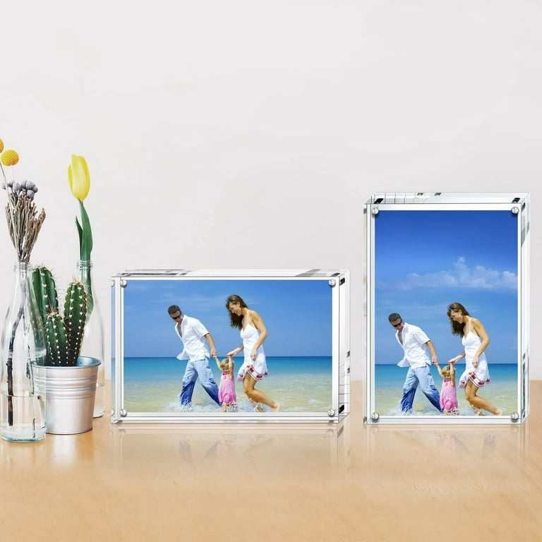 Acrylic Picture Frame 6x8 Tabletop Photo Frame Magnetic Double Sided Frame  Free Standing Desktop for Display Photograph 