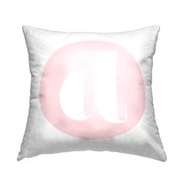 Stupell Industries Pink Circle Letter D Square Decorative Printed Throw Pillow, 18 x 18