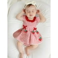 thumbnail image 4 of Rovasas Baby Girl Dress, Fly Sleeve Crew Neck Strawberry Plaid Dress, 4 of 9