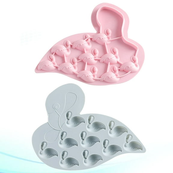 COSMOBETTY Cute Ice Molds 2Pcs Flamingo Shape Silicone Freezer Tray For Diy Lovers