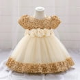 thumbnail image 4 of LNWUY Baby Girls Dress Sequined Flower Girl Dress Toddler Princess Tulle Pageant Ball Gowns for Wedding and Party Gold 100, 4 of 8