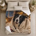thumbnail image 5 of Adorable Border Collie Dog Wrapped Chunky Knit, Festive Pet Portrait Pattern, Warm Flannel Blanket for Living Room and Bedroom, Dog Lovers Just Because Gift, Pet Lover Home Decor, 5 of 9