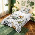 thumbnail image 3 of meiyoeat Cartoon Dinosaur Twin Comforter Sets for Girls Boys, Jungle Wildlife Bedding Set, White Green, Polkadot Reversible, 2pcs, 1 Comforter and 1 Pillowcase, 3 of 6