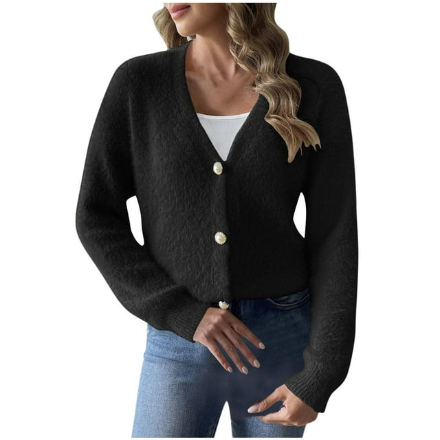 Lovzfmll Cardigan Sweaters for Women, Casual Loose Tops Women Fall Clothes Ribbed Early Fall Fashion