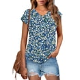 thumbnail image 2 of Staron Women's Tops Clearance Ruched Summer Basic Tees Trendy Tunic Tops V Neck Short Sleeve Shirts, 2 of 7