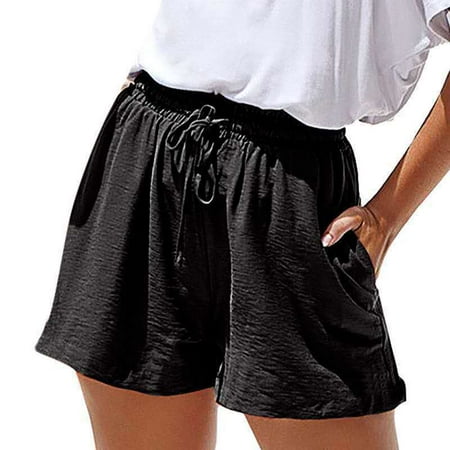 Women's Belt Elastic Lace-up Shorts Casual Loose Shorts | Walmart Canada