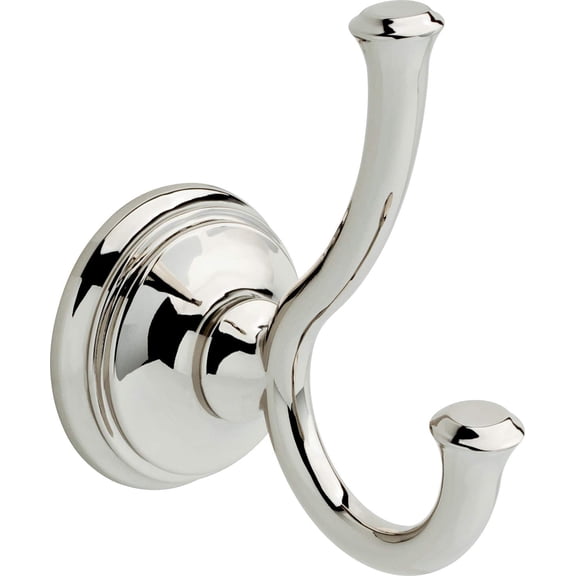 Cassidy (1-Pack) Towel Hooks Polished Nickel Double Bathroom J Hooks Wall Mounted for Robes & Towels Hand Towel Hook Holder Kitchen, Bathroom Accessories 79735-PN