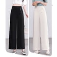 thumbnail image 2 of Pantalones de Pierna Ancha Casuales para Mujer, Blancos, 2 of 5