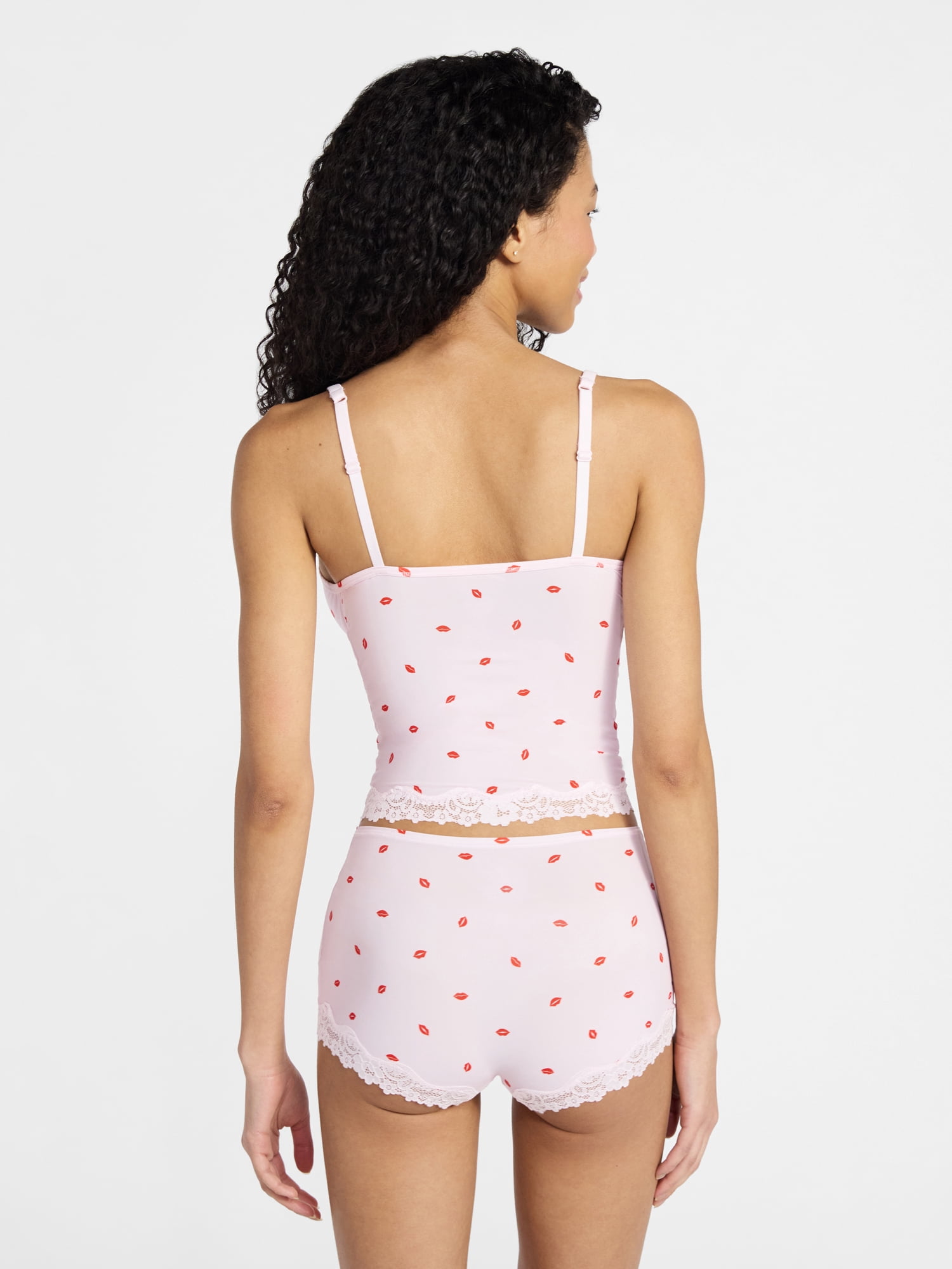 No Boundaries Fit Stretch Lace Trim Cami and Shorts Pajama Set, 2-Piece, Women's XS-XXXL