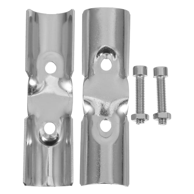 BRIGHTFUFU 2 piezas de conectores de tubería de acero inoxidable, abrazaderas de unión para cercas, conectores de abrazaderas de tubería, abrazaderas de extremo de tubería, abrazaderas de riel