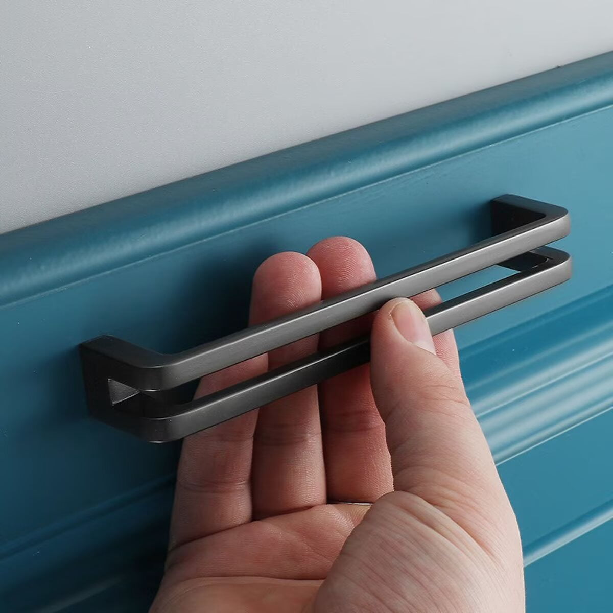 HDJNal Stainless Steel Pearl Grey Cabinet Pulls Cabinet Hardware Kitchen Handles for Cabinets Cupboard Handles Drawer Pulls ,Double-bar Design,Hole distance:96mm