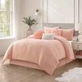 thumbnail image 2 of Lanco Pink Comforter Set California King Size , 7 Pieces Invisible Embroidery Bedding Set , Floral Design , Solid Color, 2 of 6