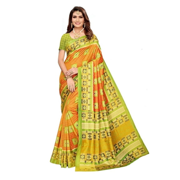 Sana Silk saree/sari with running blouse For Women/Girls