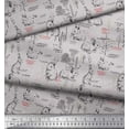 thumbnail image 3 of Soimoi Gray polyester Crepe Fabric Abstract & Rabbit Animal Printed Fabric 1 Yard 52 Inch Wide, 3 of 3